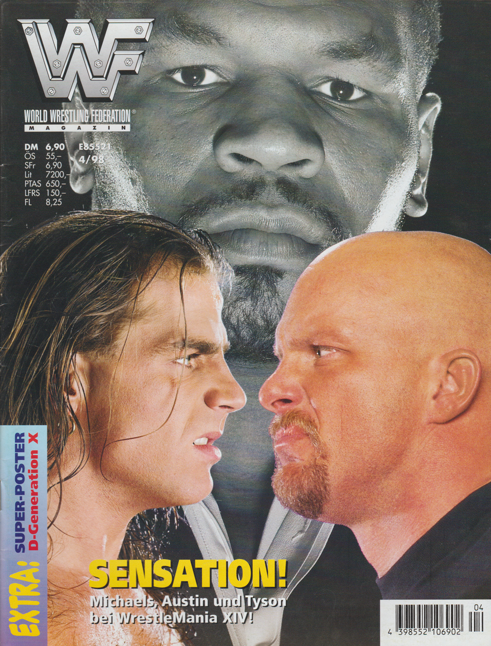 wrestling magazin april 1998 mit steve austin, mike tyson und shawn michaels